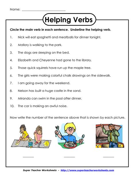 Helping Verbs Worksheet - Identify the Action and Helping Verb - ALL ESL